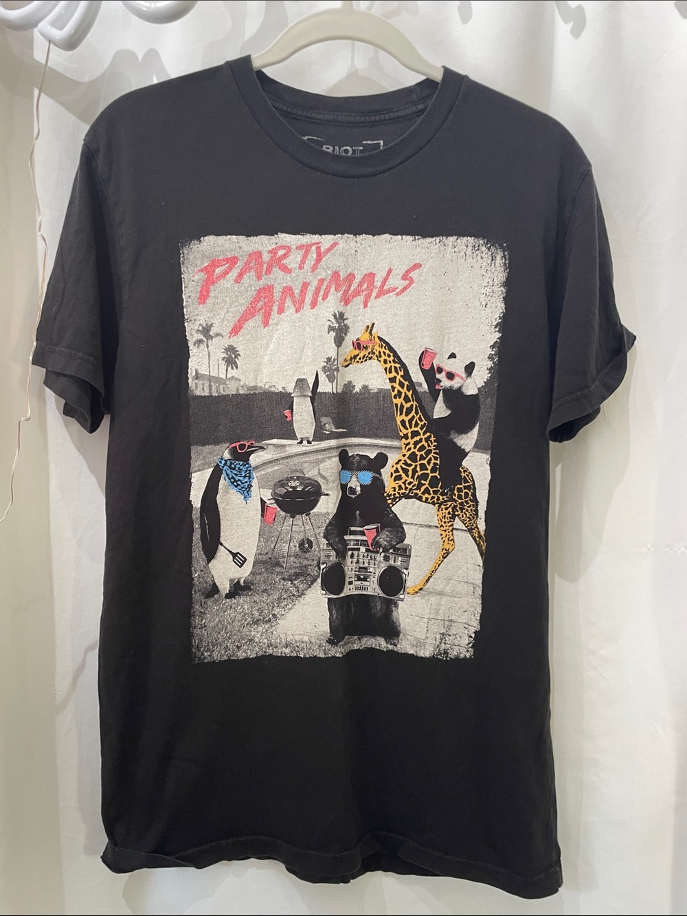 riot society Black 'Party Animals' Graphic Tee